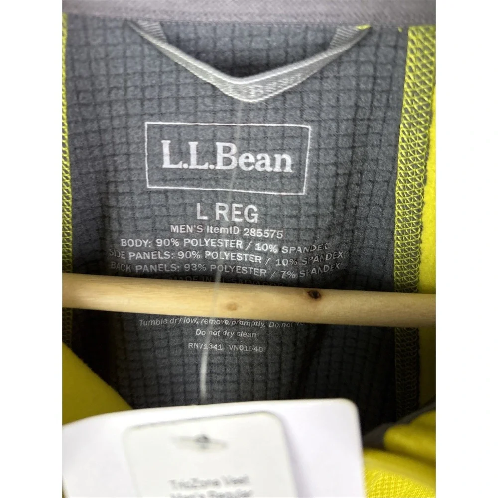 LL Bean Vest Jacket Mens L Yellow Gray Wind Pro Polartec Full Zip Outdoor NWT - Picture 5 of 9